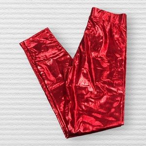 Zoe + Liv Red Metallic Leggings